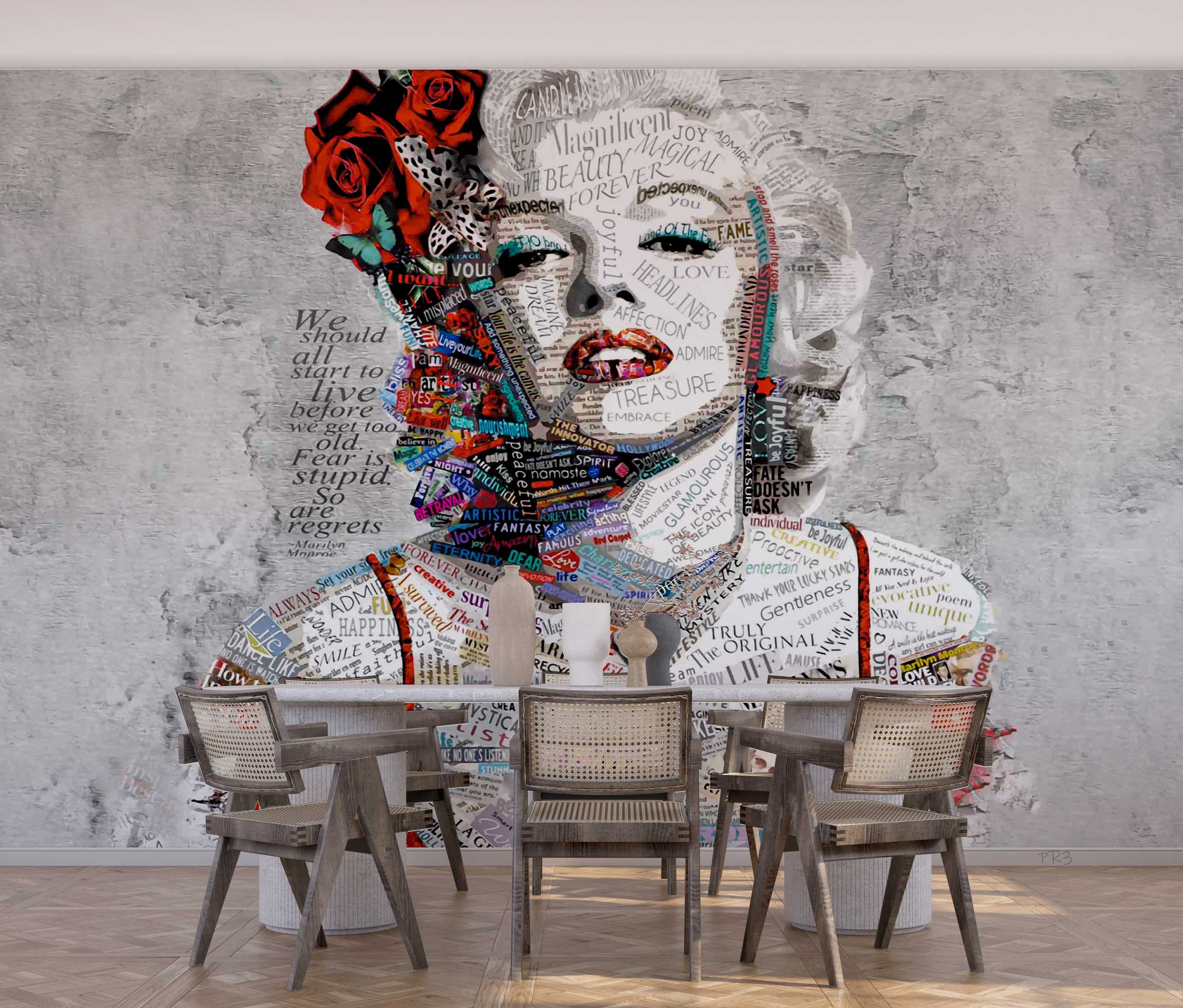 3D Graffiti Pop Star Portrait graffiti pop art woman portrait wall mural wallpaper for living room - view 3