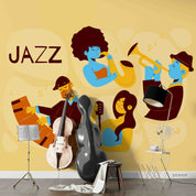 3D Rockstar Person Musical Instruments Piano Trumpet Mike Wall Mural Wallpaper YXL 06- Jess Art Decoration