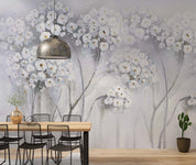 3D Flower Dried Flower White Wall Mural Wallpaper YXL 06- Jess Art Decoration