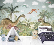 3D Animal Tree Dinosaur Cloud Wall Mural Wallpaper YXL 2549