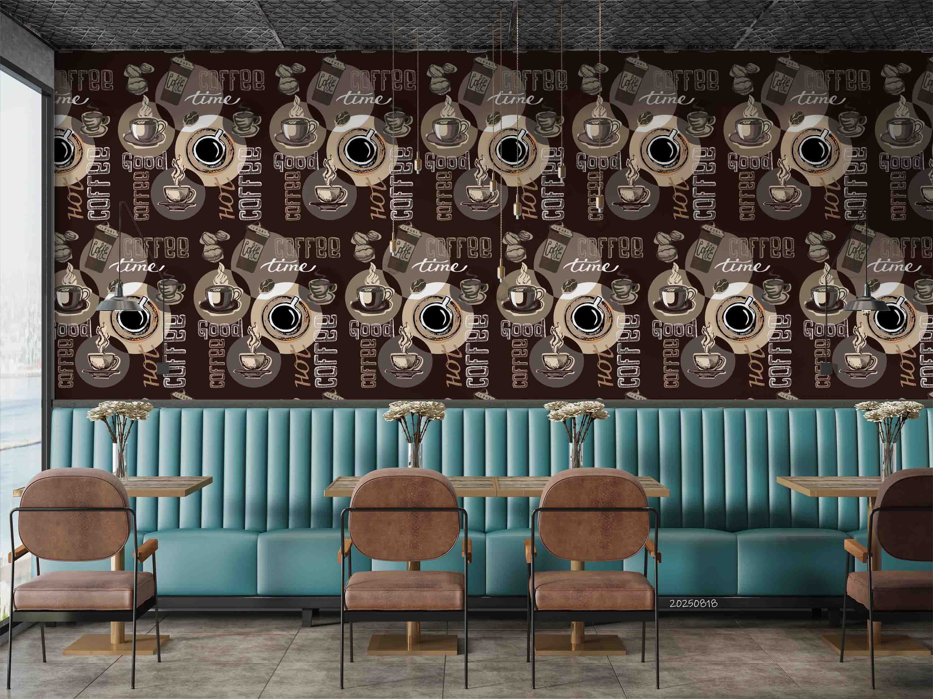 3D Restaurant Snack Bar Coffee Shop Pattern Wall Mural Wallpaper 59