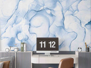 3D Blue Watercolor Marble soft blue marble texture wall mural wallpaper for bedroom - view 2