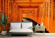 3D Red Tori Gate Fushimi Inari Shrine Kyoto Japan Wall Mural Wallpaper GD 4728- Jess Art Decoration