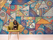 3D Retro Mosaic Style Abstract Colorful Graffiti Pattern Wall Mural Wallpaper GD 3811- Jess Art Decoration