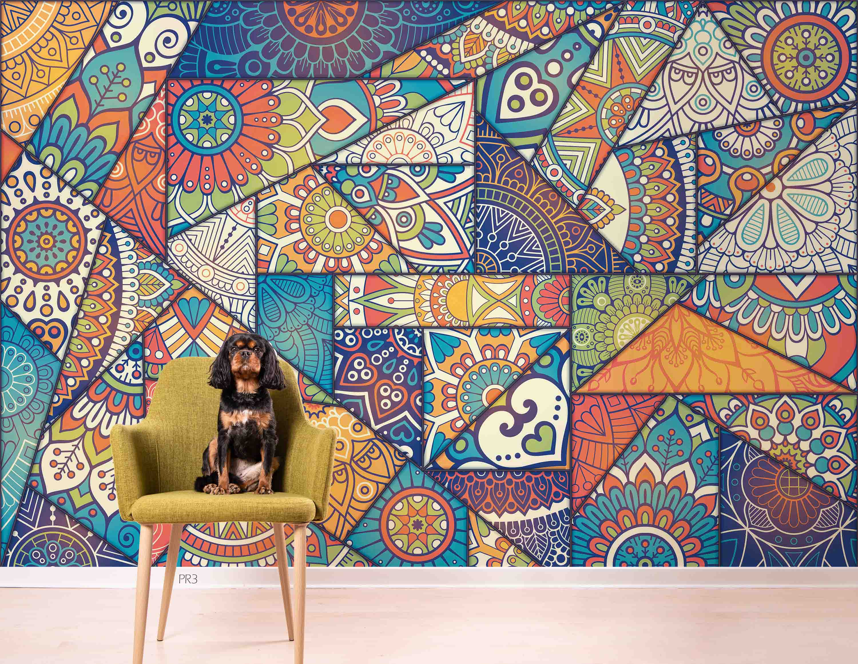 3D Retro Mosaic Style Abstract Colorful Graffiti Pattern Wall Mural Wallpaper GD 3811- Jess Art Decoration