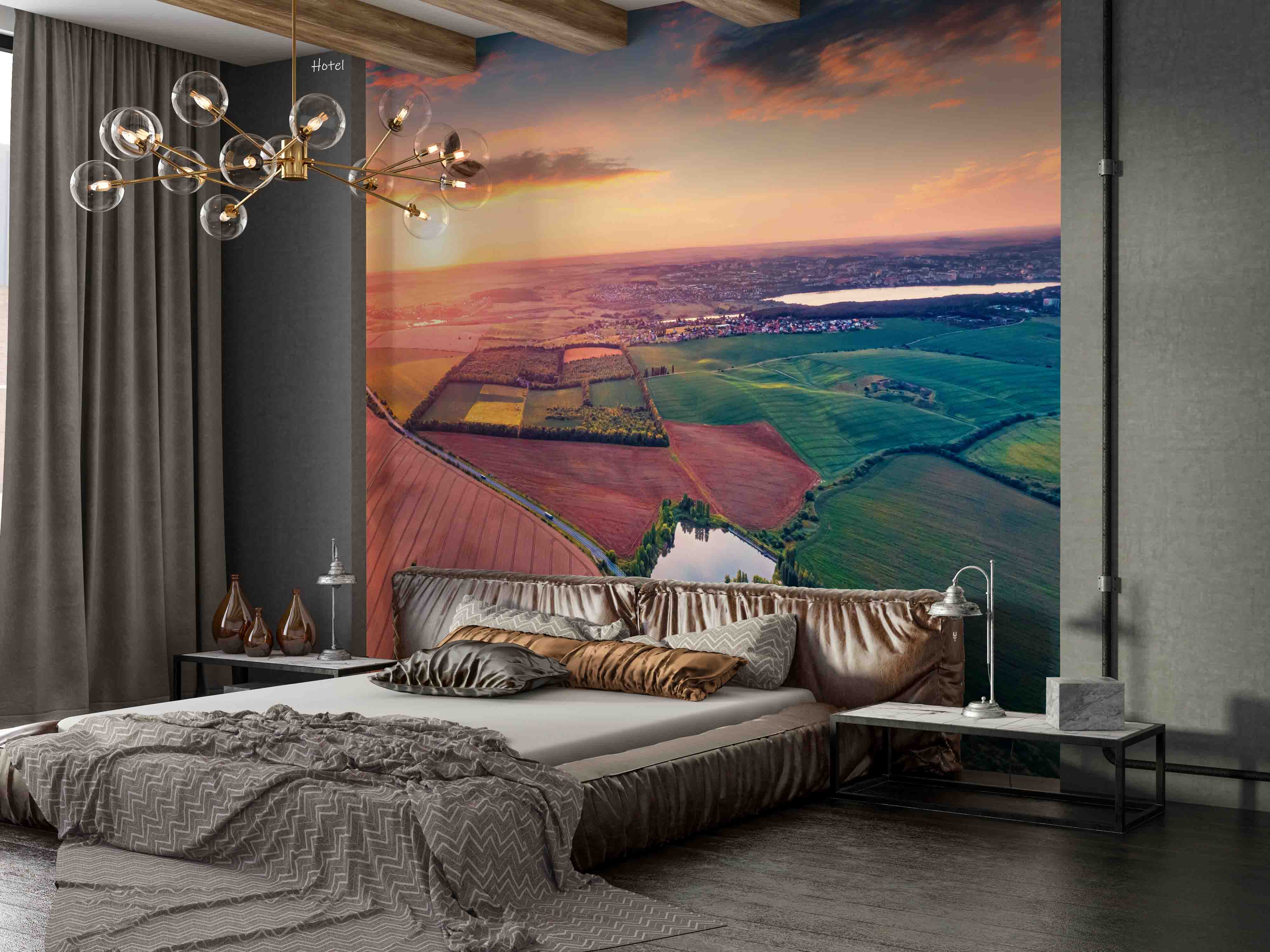 3D Hotel Inn Motel Hostel Resort Manor Scenery Sunrise Wall Mural Wallpaper 4