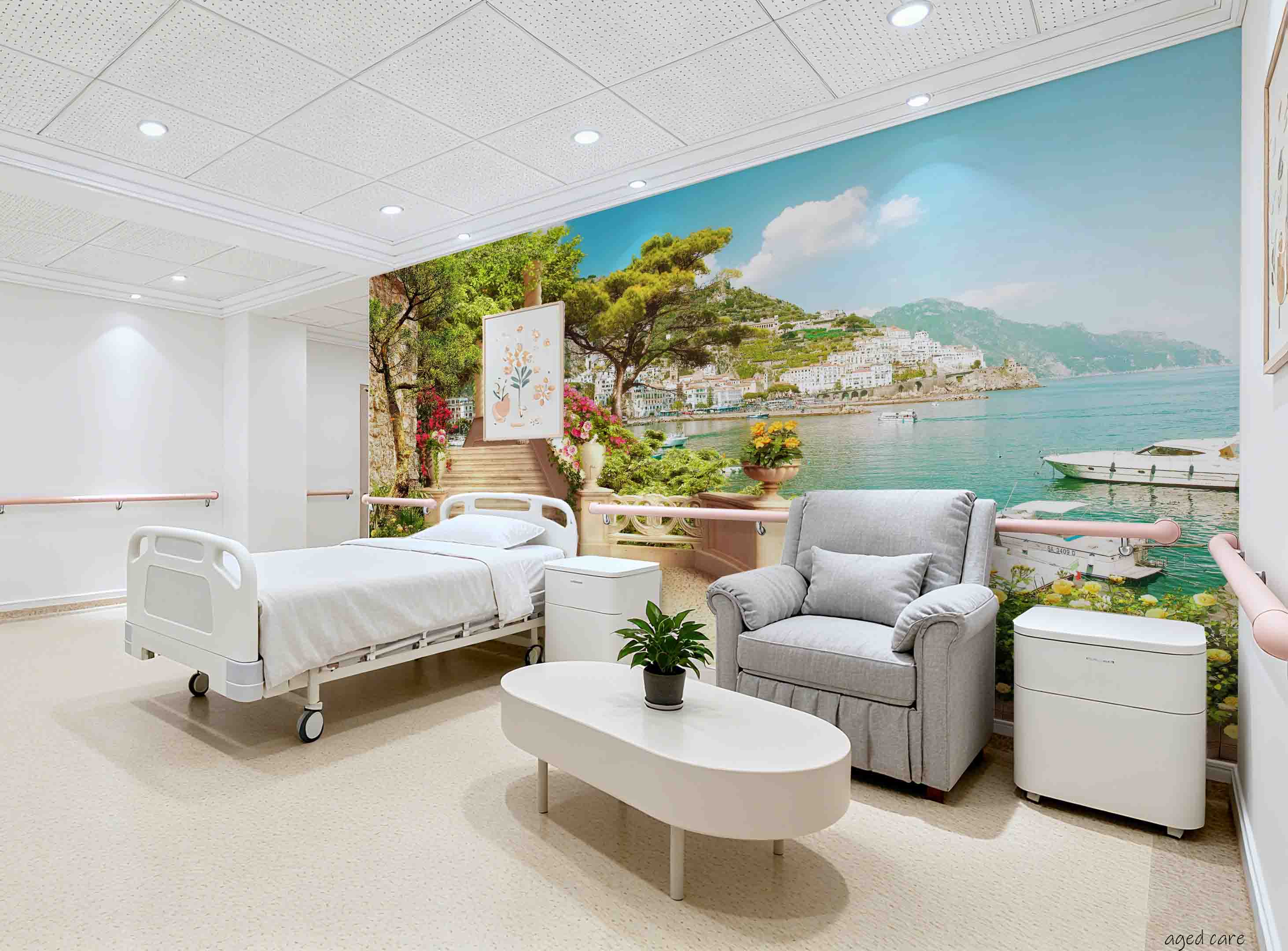 3D Aged Care Retirement Home Gerocomium Rest Home Sea Scenery Wall Mural Wallpaper 13