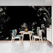 3D Black Floral Leaf Background Wallpaper Wall Mural Wall Decor Wall Art Wall Sticker Remoable Wallpaper