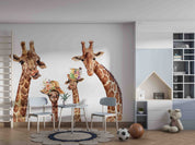 3D Animal Giraffe Cap Floral Wall Mural Wallpaper YXL 2682