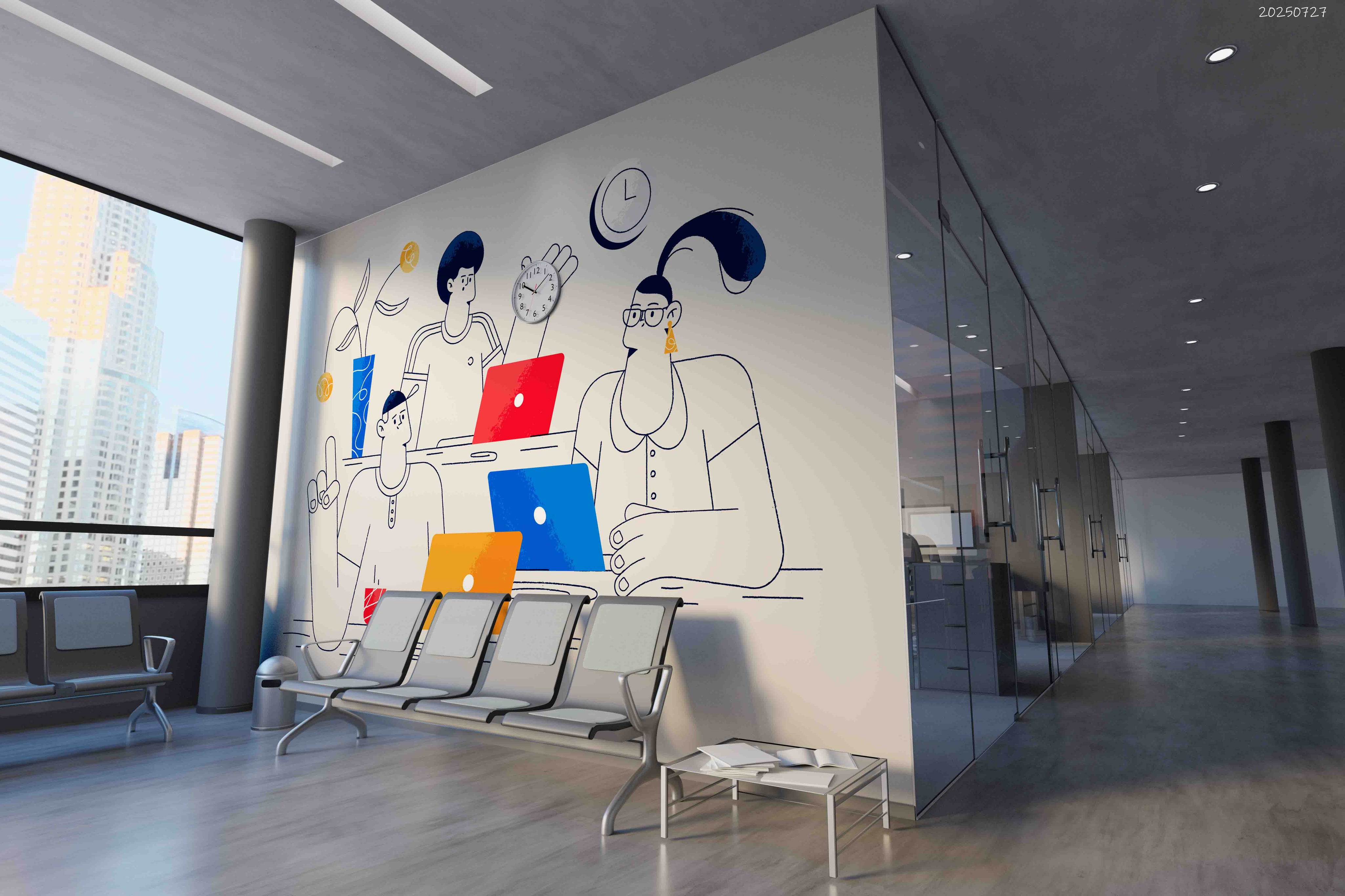 3D Office Business Commerce Hand Drawing Working Wall Mural Wallpaper 24