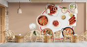 3D Korean Food Design Spicy Chicken Kimchi Watercolor Illustration Wall Mural Wallpaper GD 5487- Jess Art Decoration