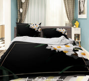 3D Floral Leaf Black Quilt Cover Set Bedding Set Duvet Cover Pillowcase 76