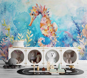 3D Sea Coral Sea Horse Froth Wall Mural Wallpaper YXL 671