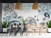 3D Restaurant Snack Bar Diner Fast Food Sea Food Wall Mural Wallpaper 55