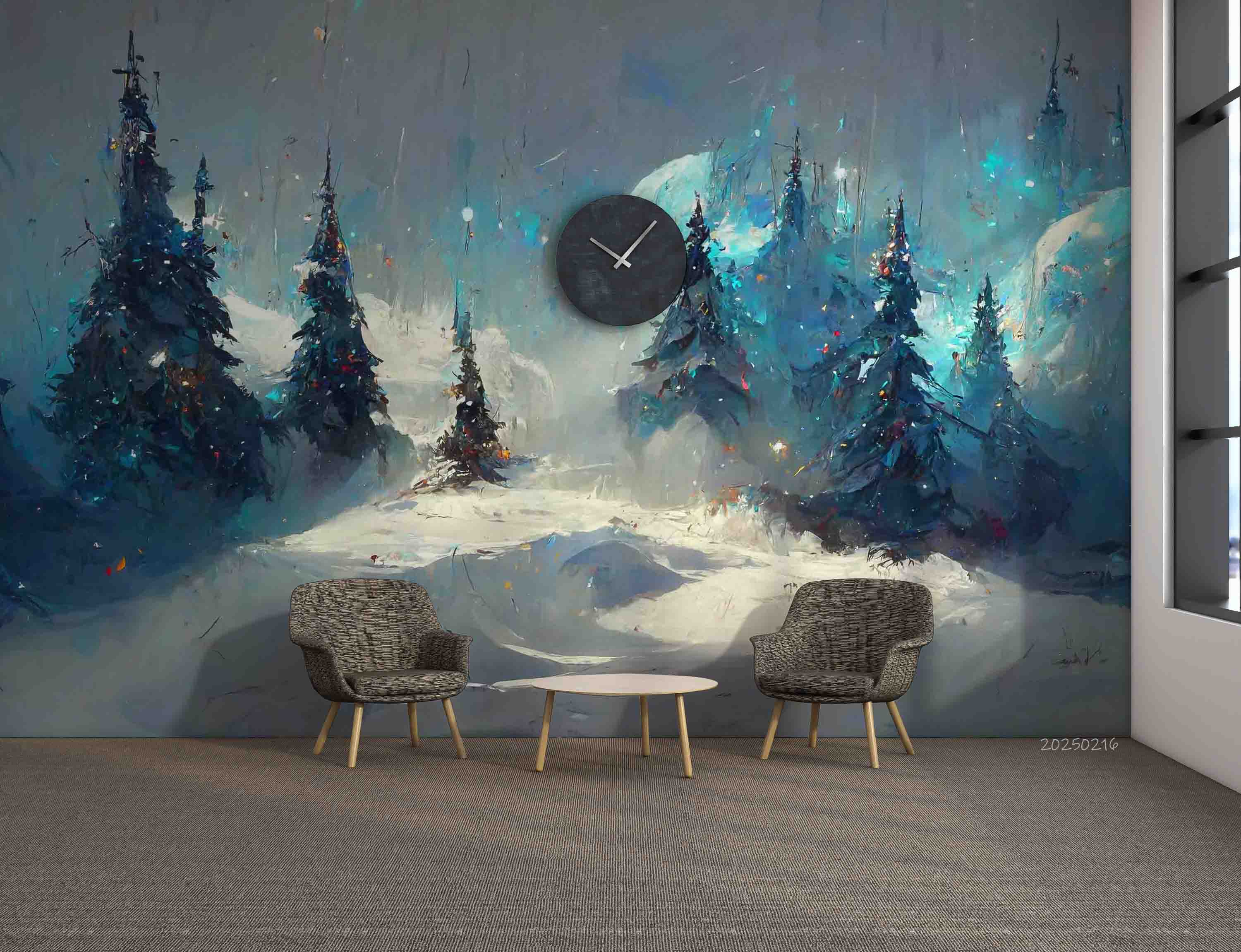 3D Winter Pine Forest Landscape Oil Painting Wallpaper Wall Mural Wall Decor Wall Art Wall Sticker Remoable Wallpaper LQH