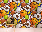 Watercolor Ball Set Sports Wallpaper sports & entertainment wall mural for games room or entertainment space