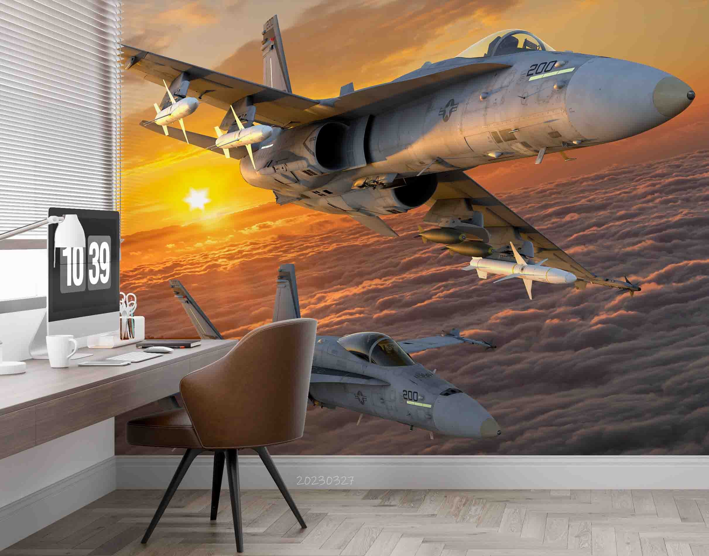 3D Boeing F-18 F Super Hornet Wall Mural Wallpaper GD 5413- Jess Art Decoration