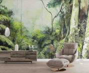 3D Watercolor Tropical Forest Coconut Tree Wallpaper Wall Mural Wall Decor Wall Art Wall Sticker Remoable Wallpaper LQH