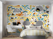3D Cartoon Tropical Plant Volcano Dinosaur Maze Wall Mural Wallpaper GD 4573- Jess Art Decoration