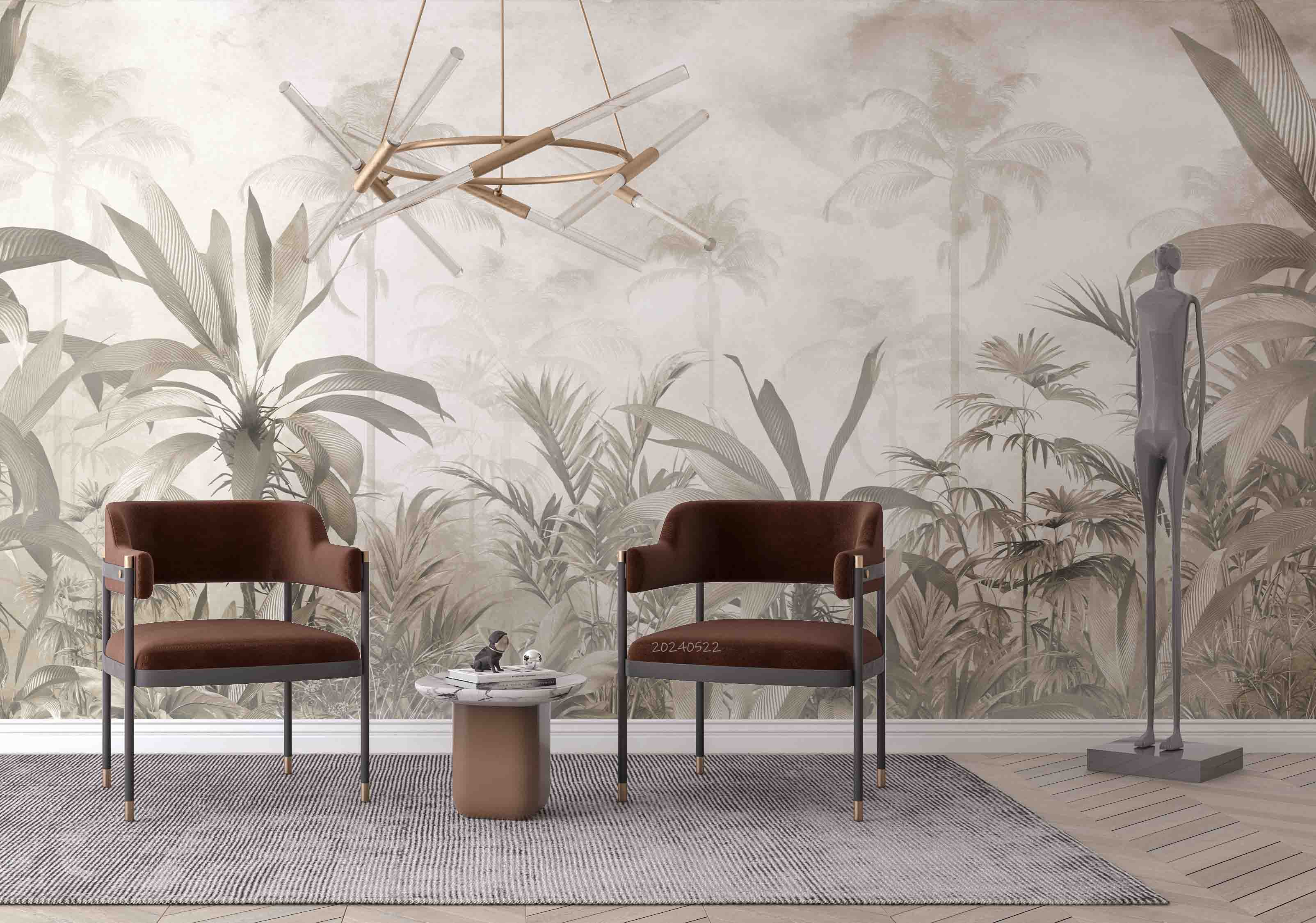 3D Forest Tree Cloud Sky Fog Gray Wall Mural Wallpaper YXL 553