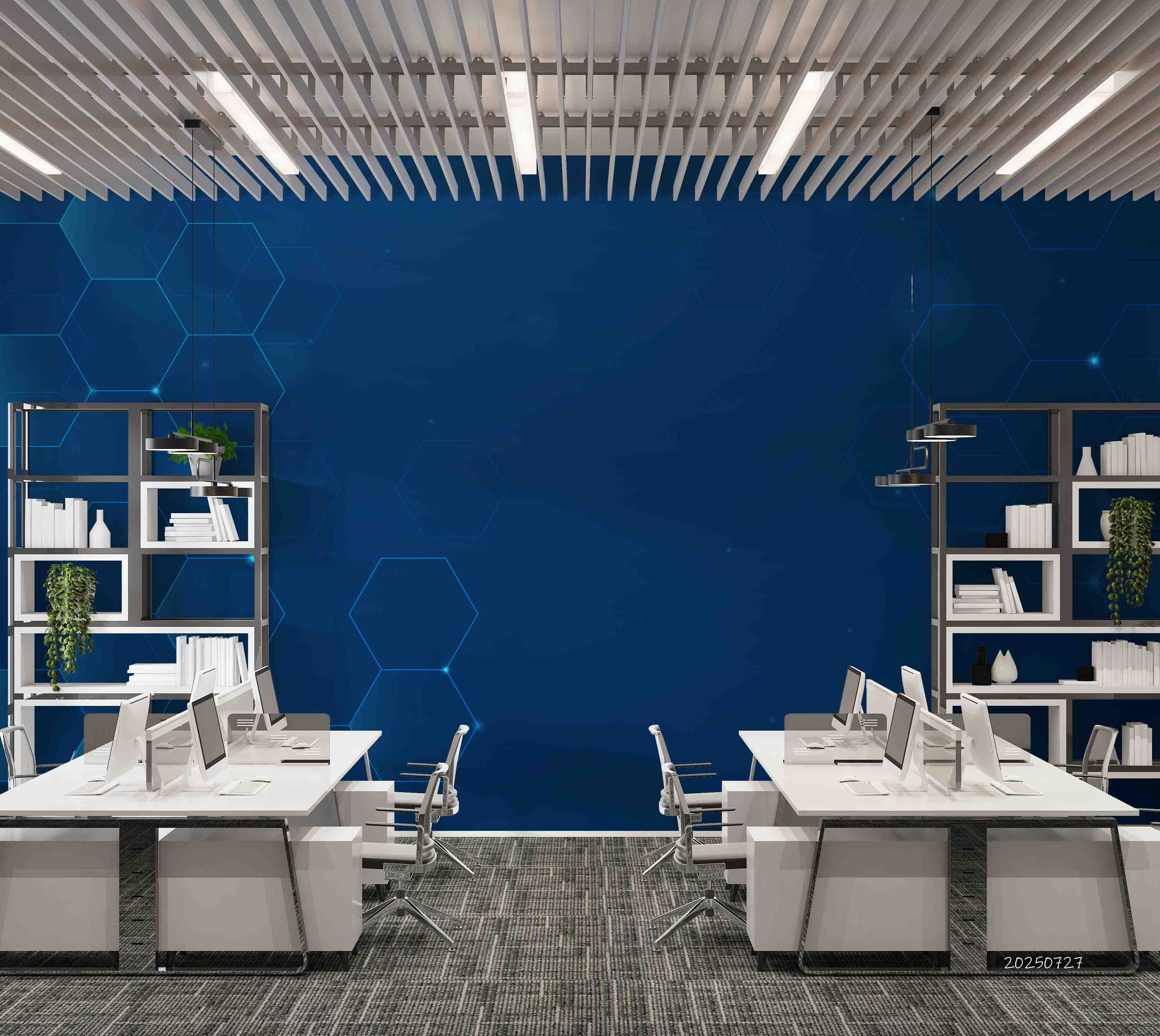 3D Office Business Technology Particle Mesh Wall Mural Wallpaper 5