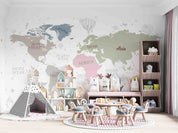 3D World Map Travel Kids Wall Mural Wallpaper GD 4158- Jess Art Decoration