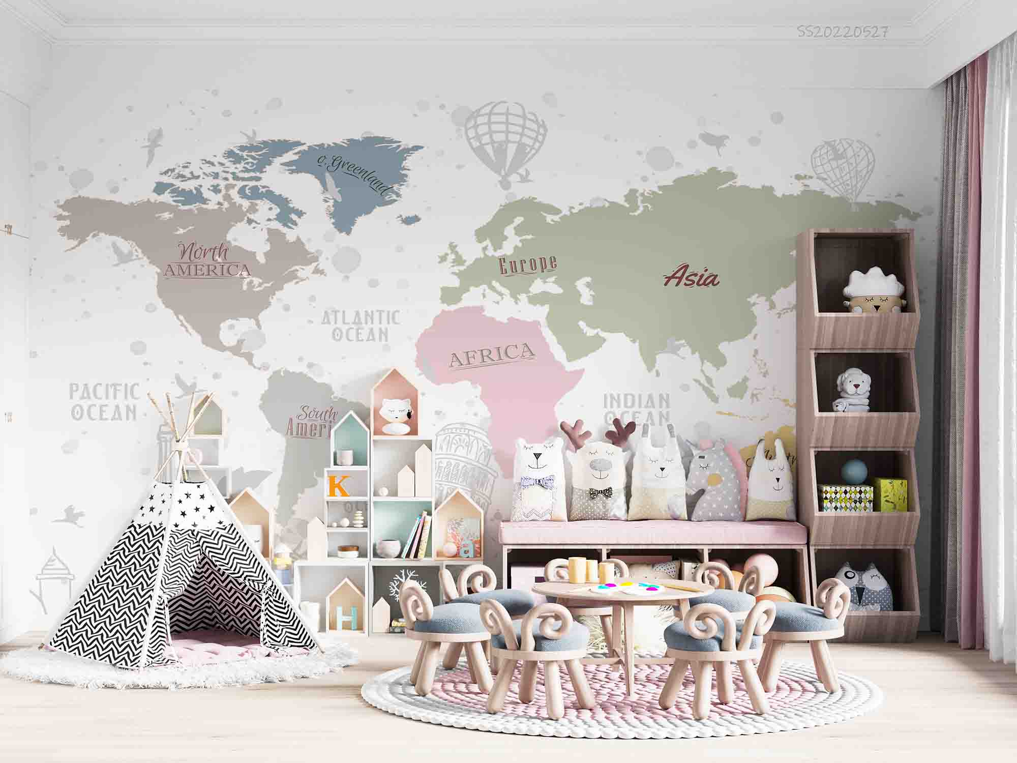 3D World Map Travel Kids Wall Mural Wallpaper GD 4158- Jess Art Decoration