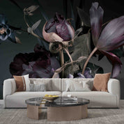3D Peony Tulip Bouquet Dark Background Wall Mural Wallpaper GD 5626- Jess Art Decoration