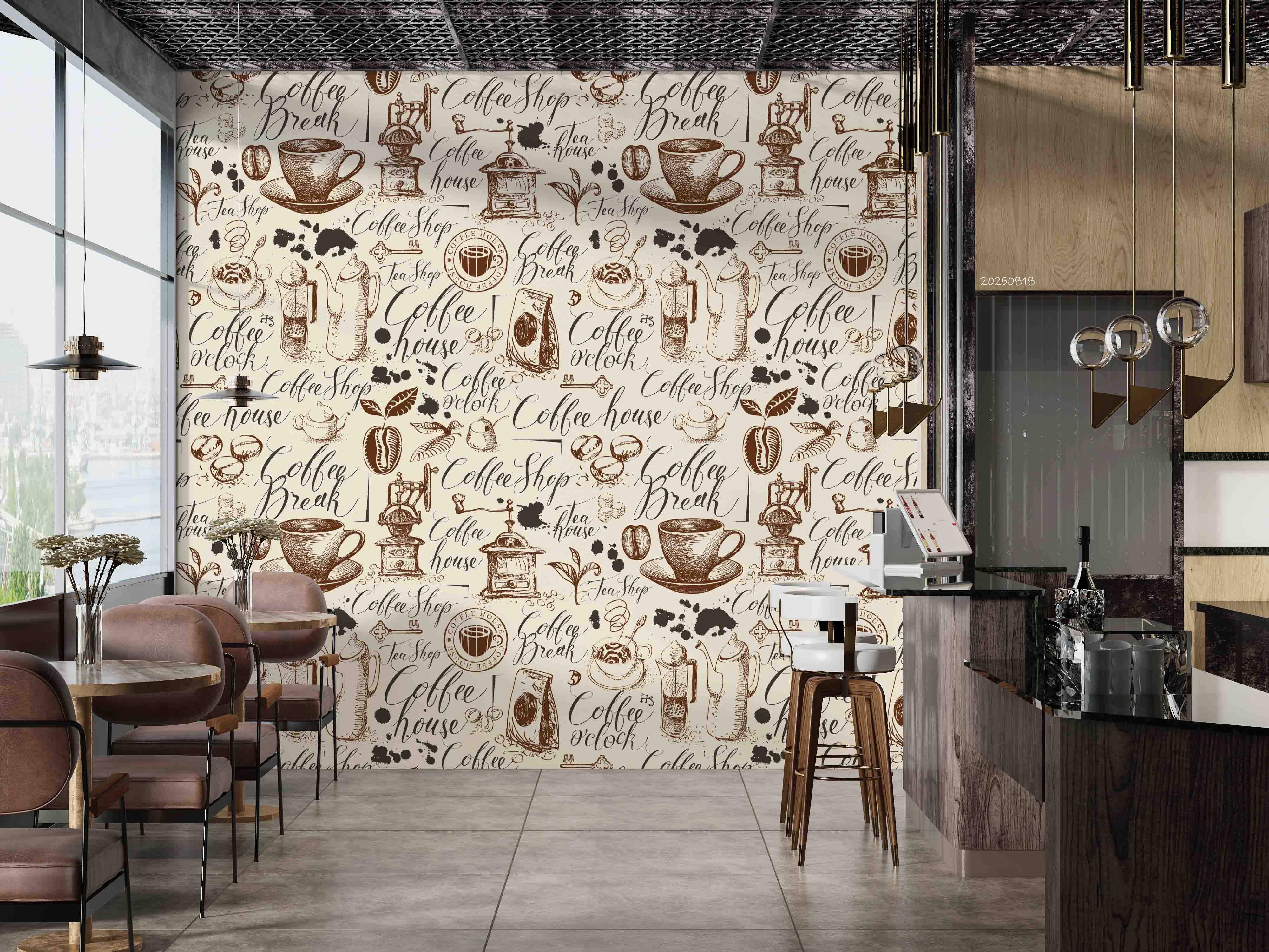 3D Restaurant Snack Bar Coffee Shop Wall Mural Wallpaper 22