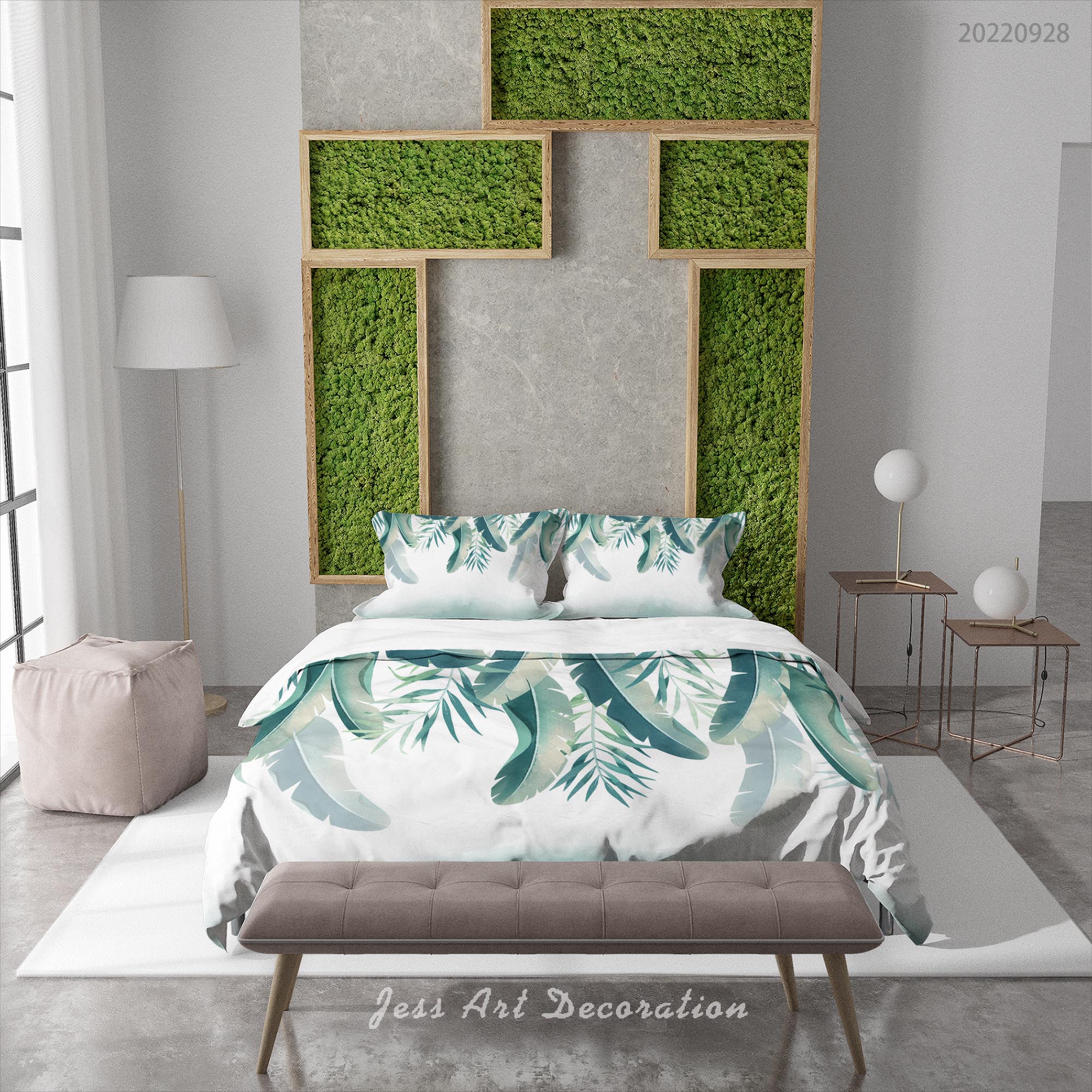3D Leaf White Quilt Cover Set Bedding Set Duvet Cover Pillowcase 340