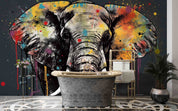 3D Animal Elephant Colours Wall Mural Wallpaper YXL 1837