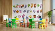 3D Childcare Nursery School Cartoon Kids Animals Letters Wall Mural Wallpaper JN 53