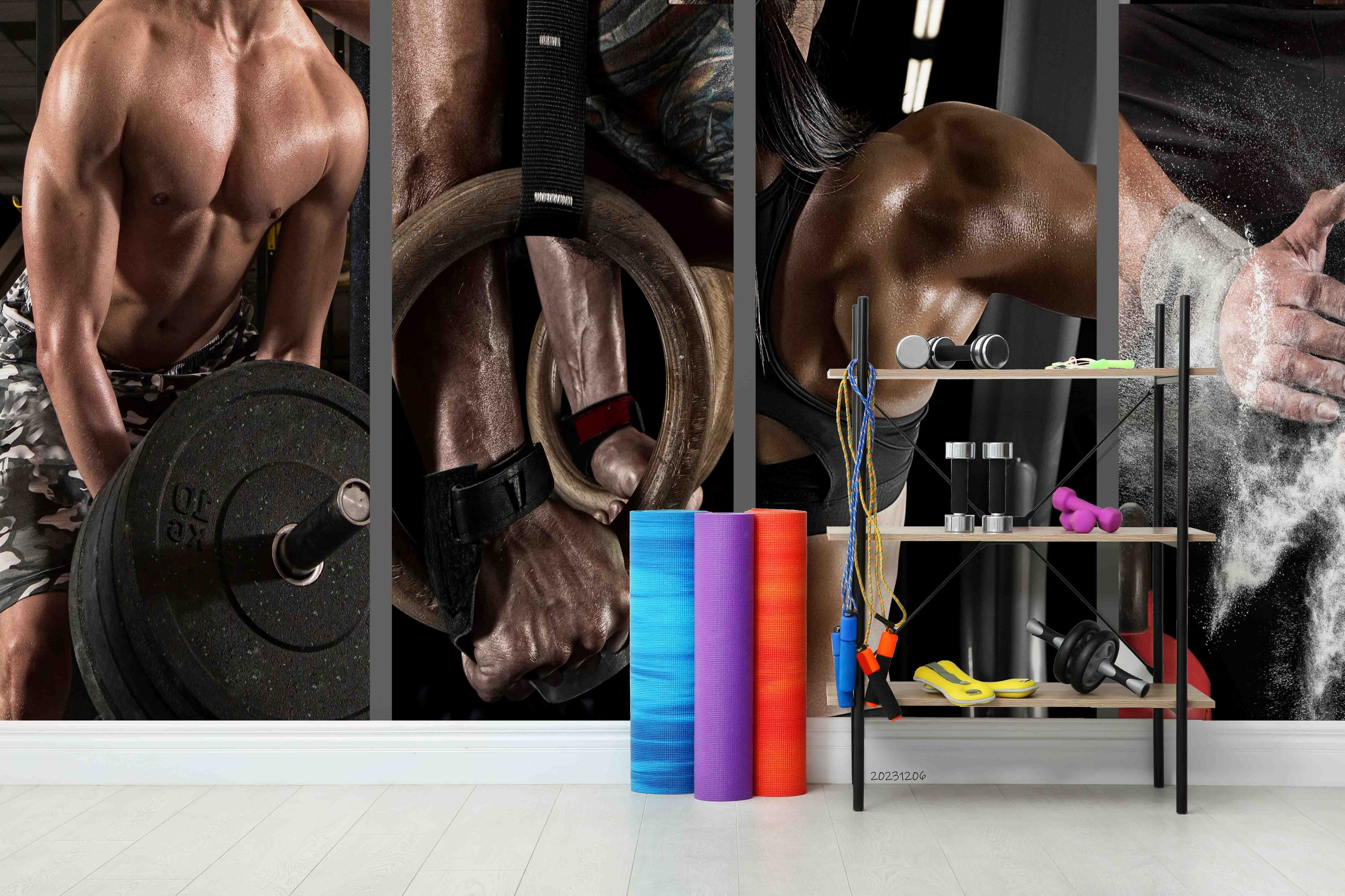 3D Fitness Weightlifting Arm Dumbbell Wall Mural Wallpaper YXL 125