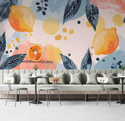 3D Tree Lemon Leaf Wave Point Wall Mural Wallpaper YXL 282