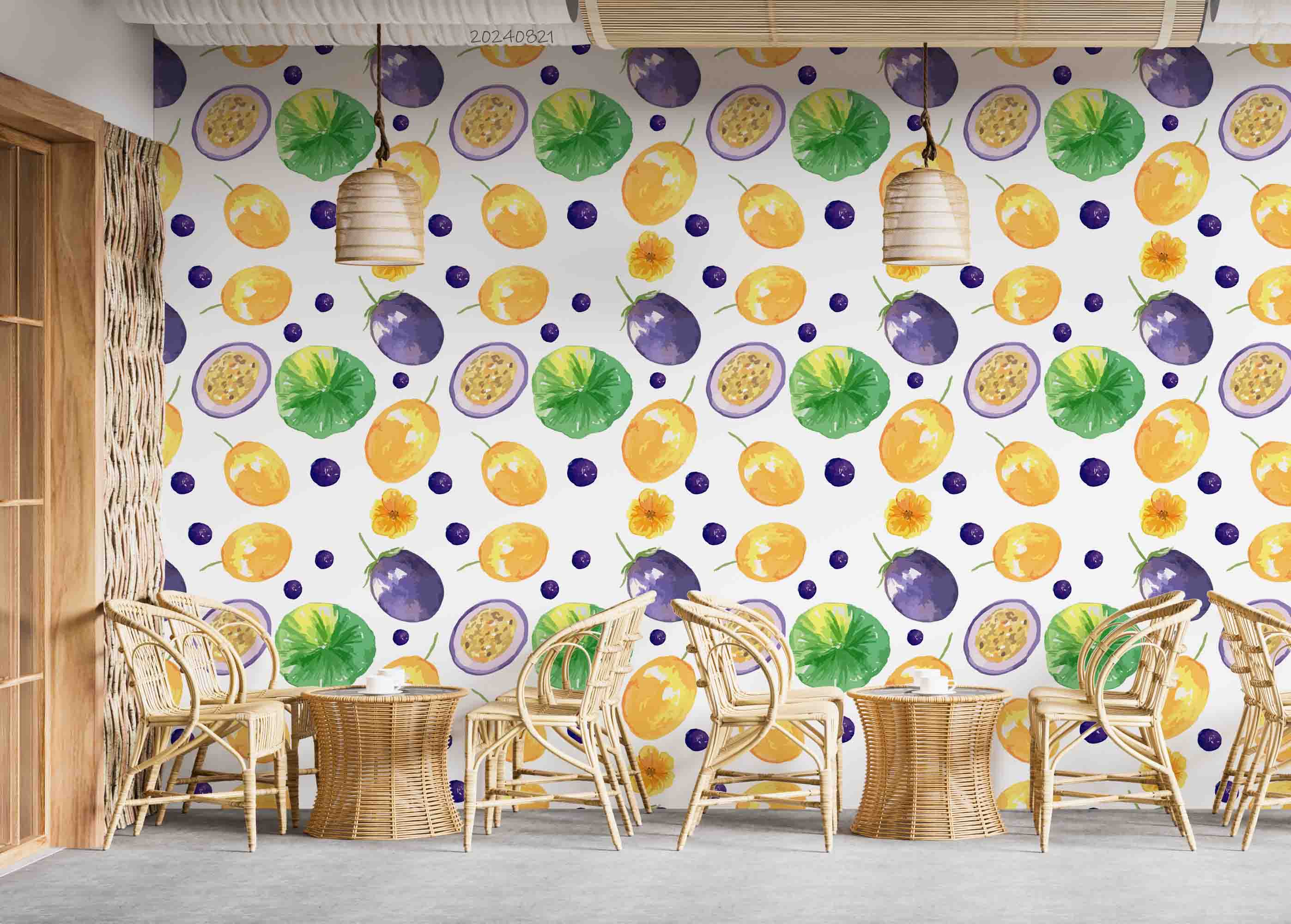 3D Passion Fruit Floral Lemon Wall Mural Wallpaper YXL 291