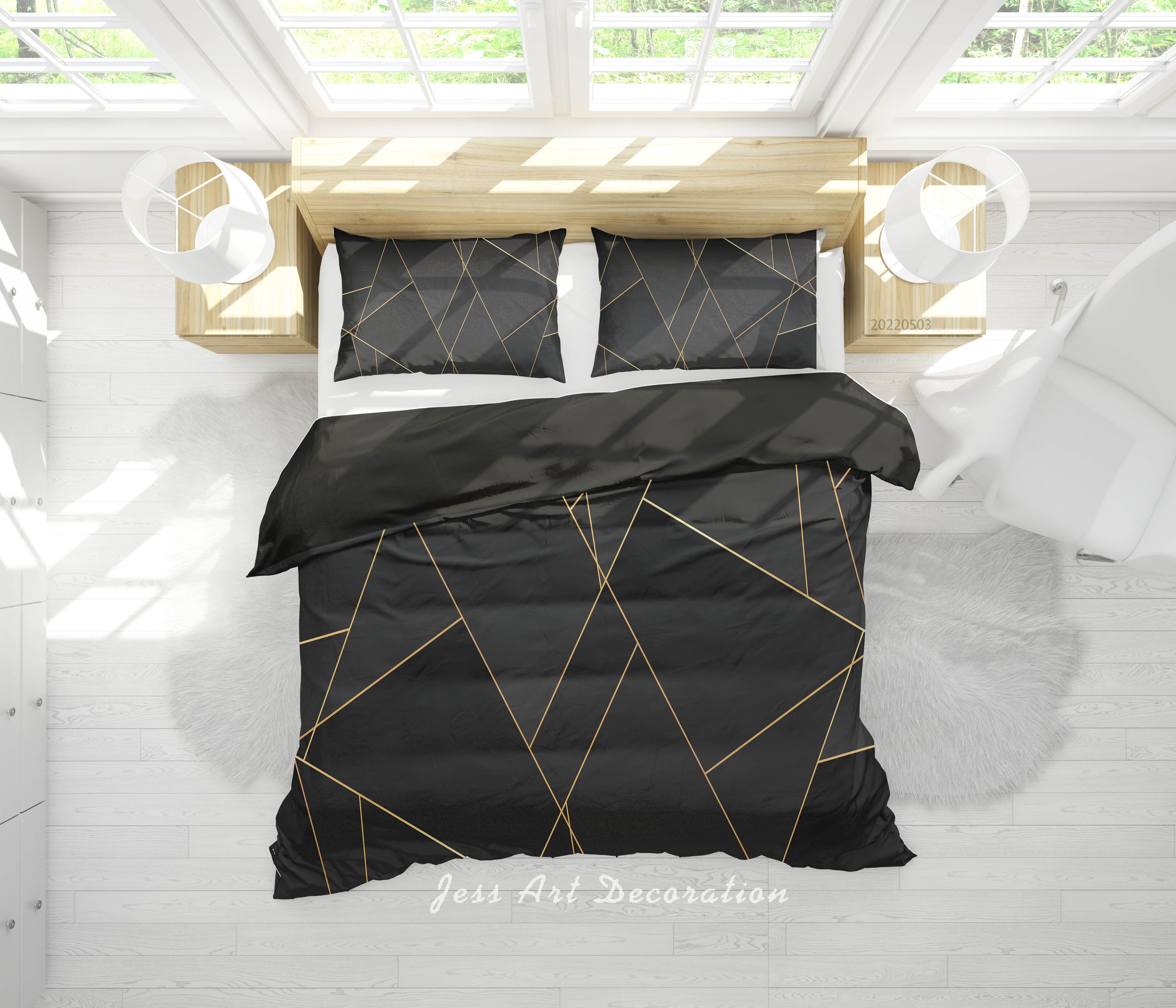3D  Geometric Triangle Rectangle Black Quilt Cover Set Bedding Set Duvet Cover Pillowcase 539