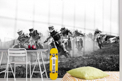 3D Motorbike Sandy Soil Gray Wall Mural Wallpaper YXL 1179