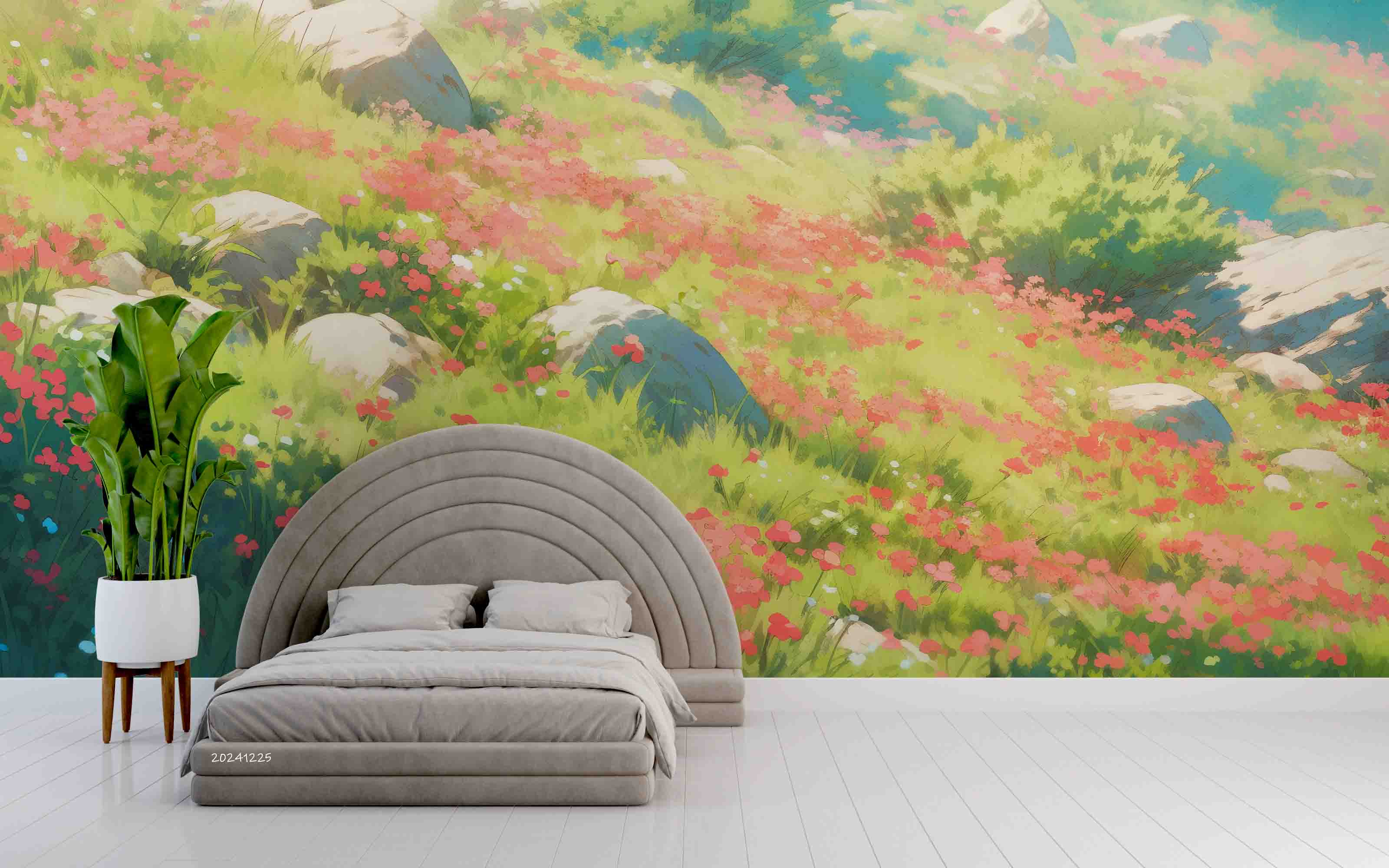 3D Hillside Floral Tree Nature Landscape Wallpaper Wall Mural Wall Decor Wall Art Wall Sticker Remoable Wallpaper LQH 19