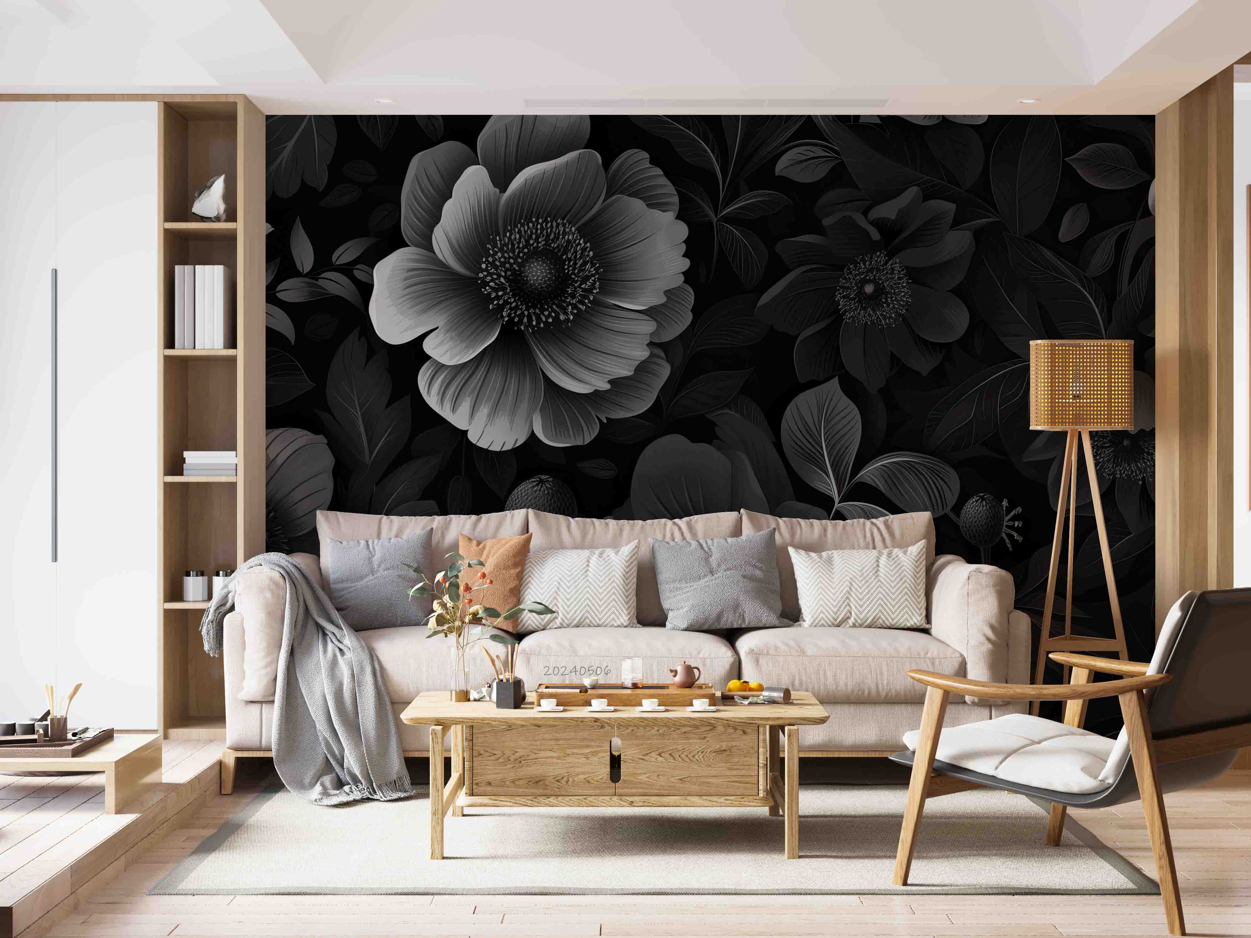 3D Abstract Black Floral Pattern Wallpaper Wall Mural Wall Decor Wall Art Wall Sticker Remoable Wallpaper