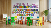 3D Childcare Nursery School Cartoon Letters Dinosaur Kids Wall Mural Wallpaper JN 17