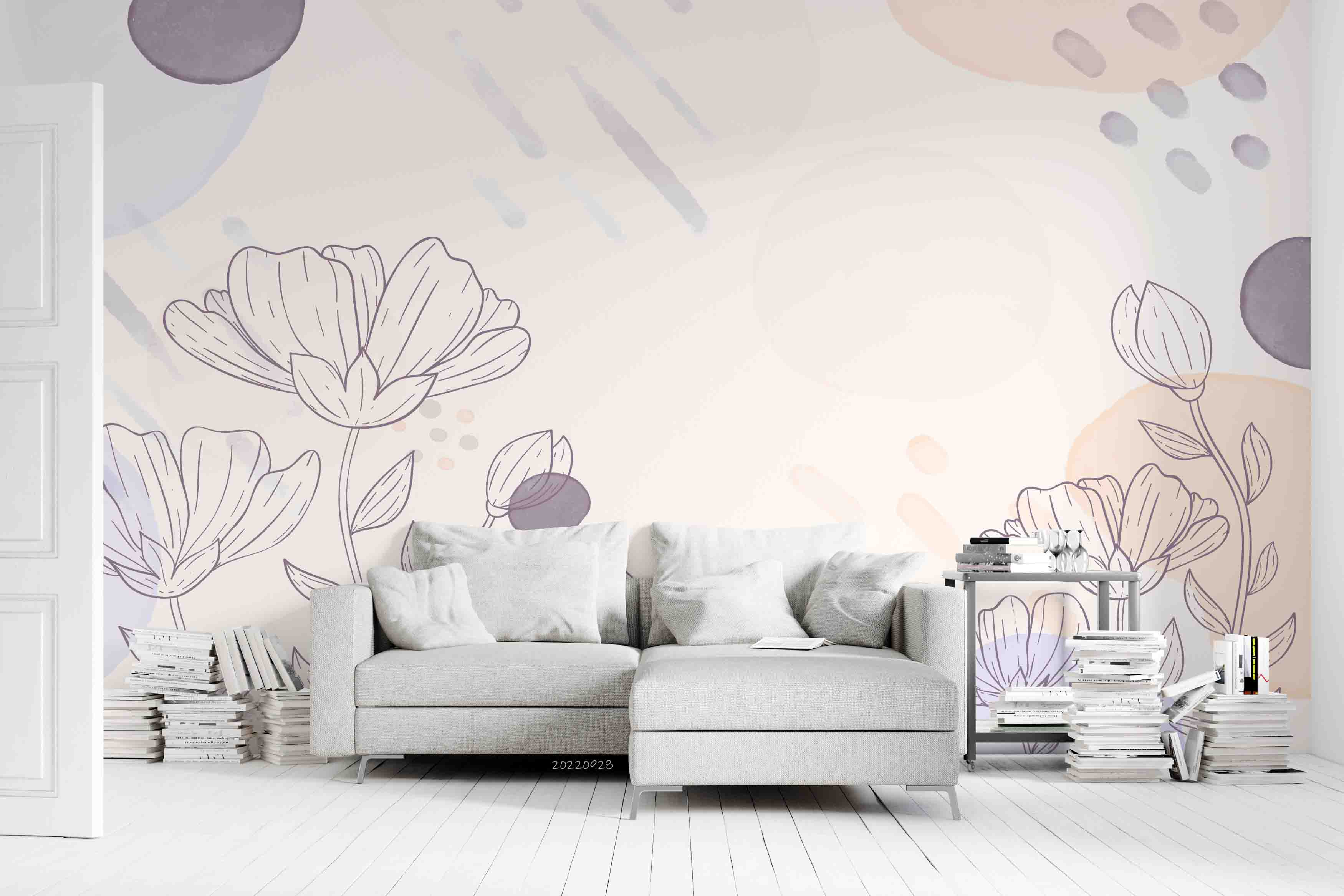 3D Hand Drawn Plants Floral Background Wall Mural Wallpaper GD 3377- Jess Art Decoration