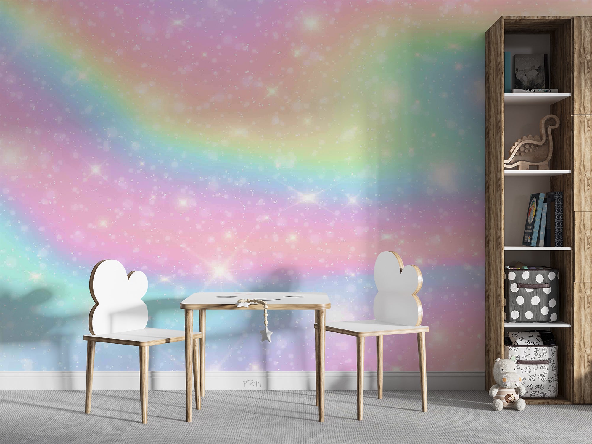 3D Rainbow Twinkle Stars soft rainbow star mural wall mural wallpaper for nursery - view 2