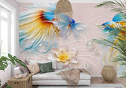 3D Aged Care Retirement Home Gerocomium Rest Home Fish Floral Wall Mural Wallpaper 9