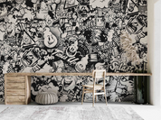 Graffiti Letter Cup Gray Wallpaper typography graffiti wall mural for teen room or studio