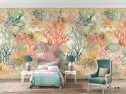 3D Animal Coral Sea Fish Bubble Net Wall Mural Wallpaper YXL 14