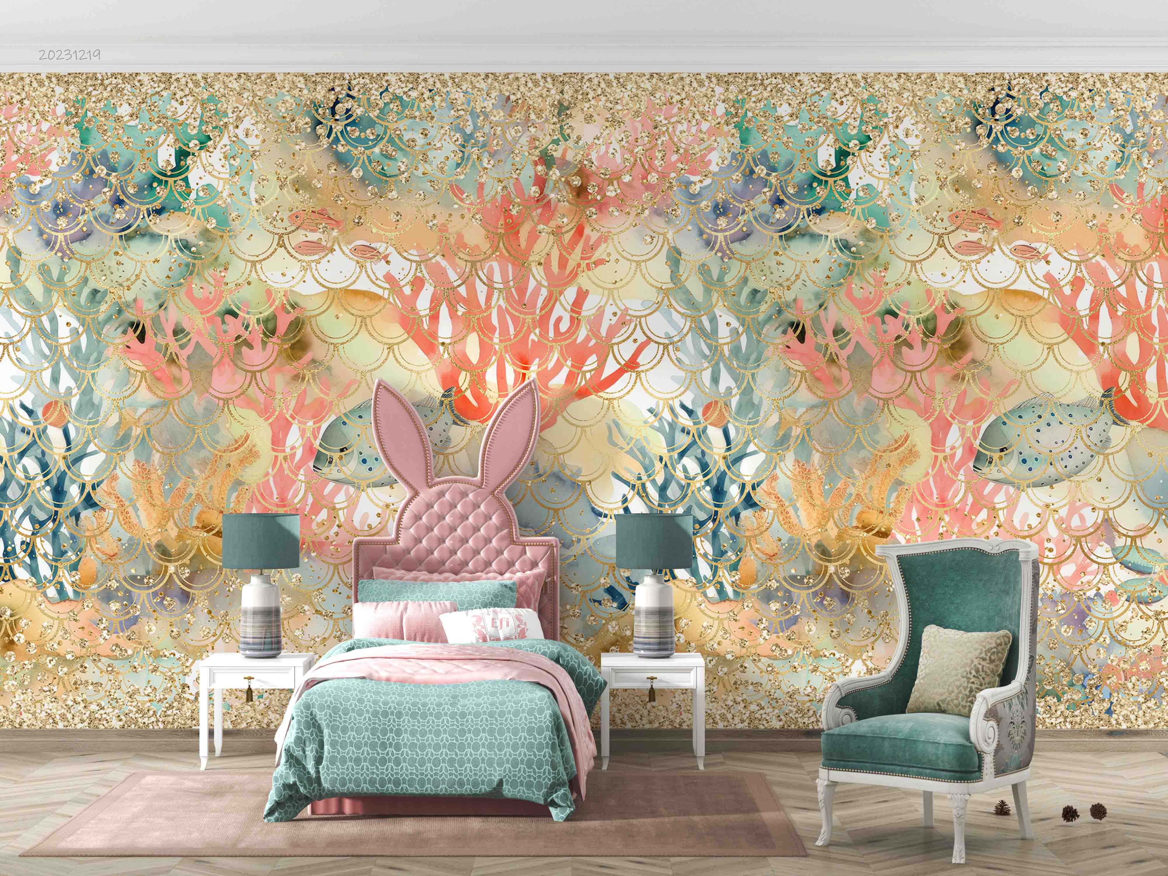 3D Animal Coral Sea Fish Bubble Net Wall Mural Wallpaper YXL 14