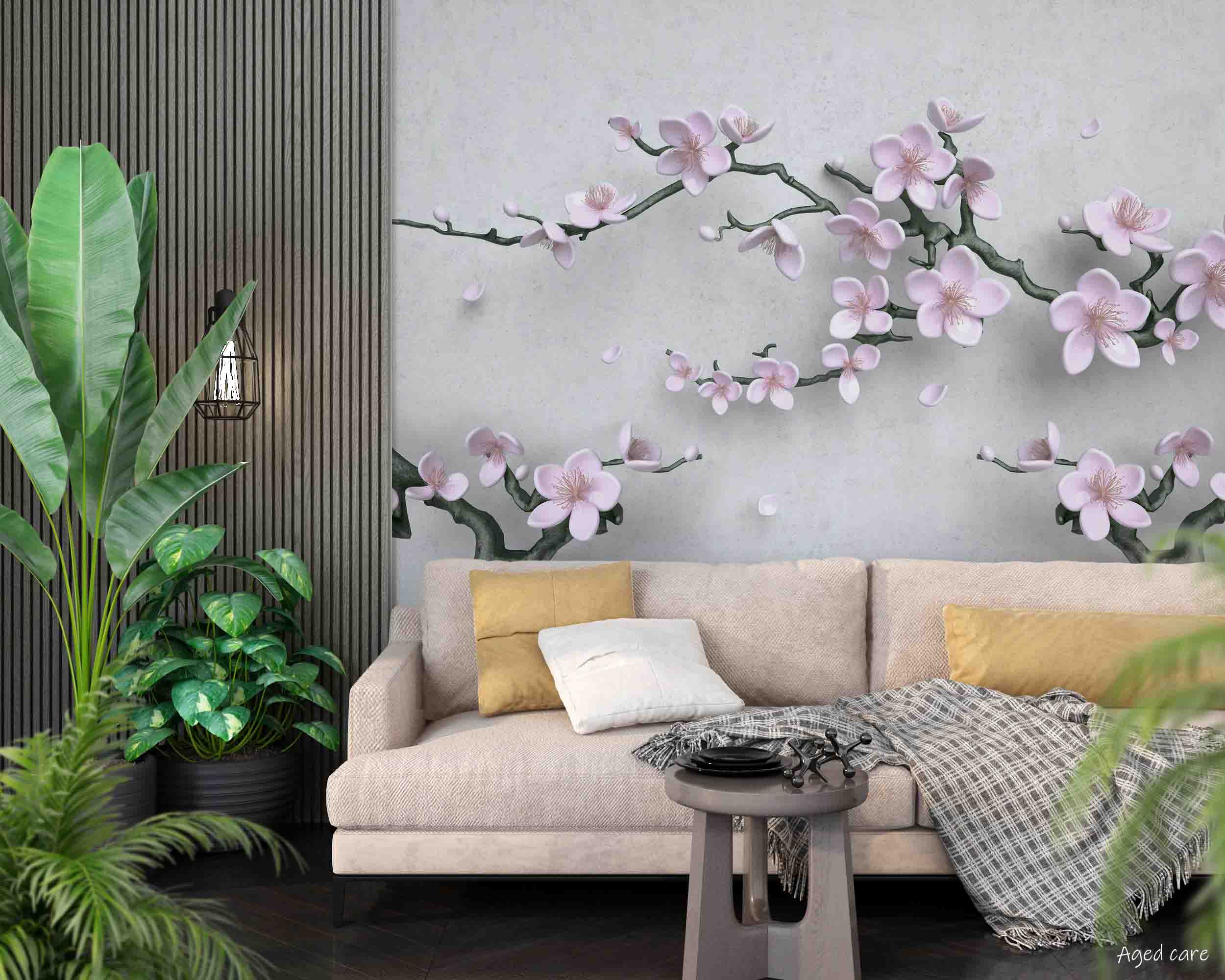 3D Aged Care Retirement Home Gerocomium Rest Home Floral Tree Wall Mural Wallpaper 33