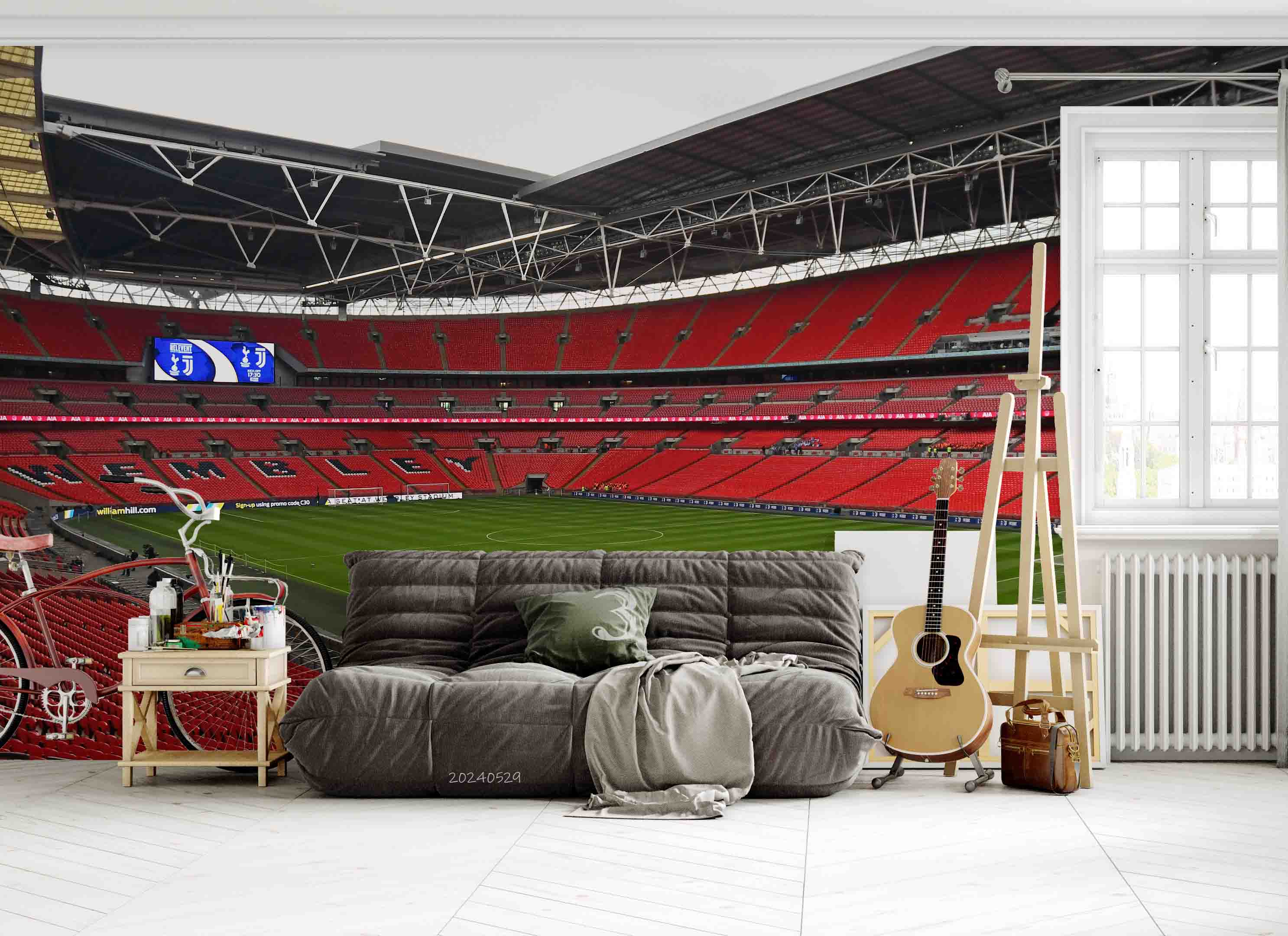 3D Architecture Stadium Iron Frame Sky Wall Mural Wallpaper YXL 174