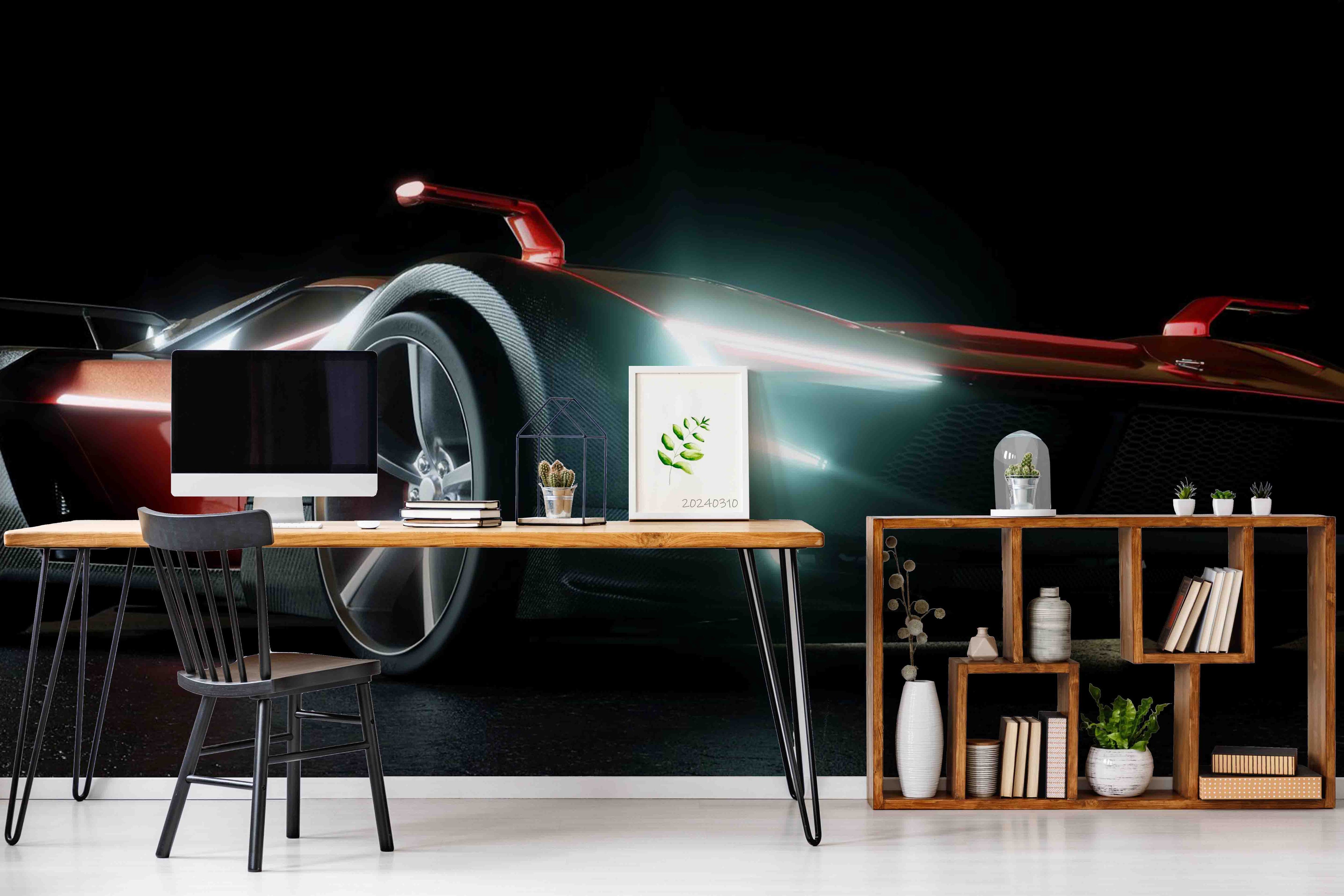 3D Black Sports Car Wallpaper Wall Mural Wall Decor Wall Art Wall Sticker Remoable Wallpaper