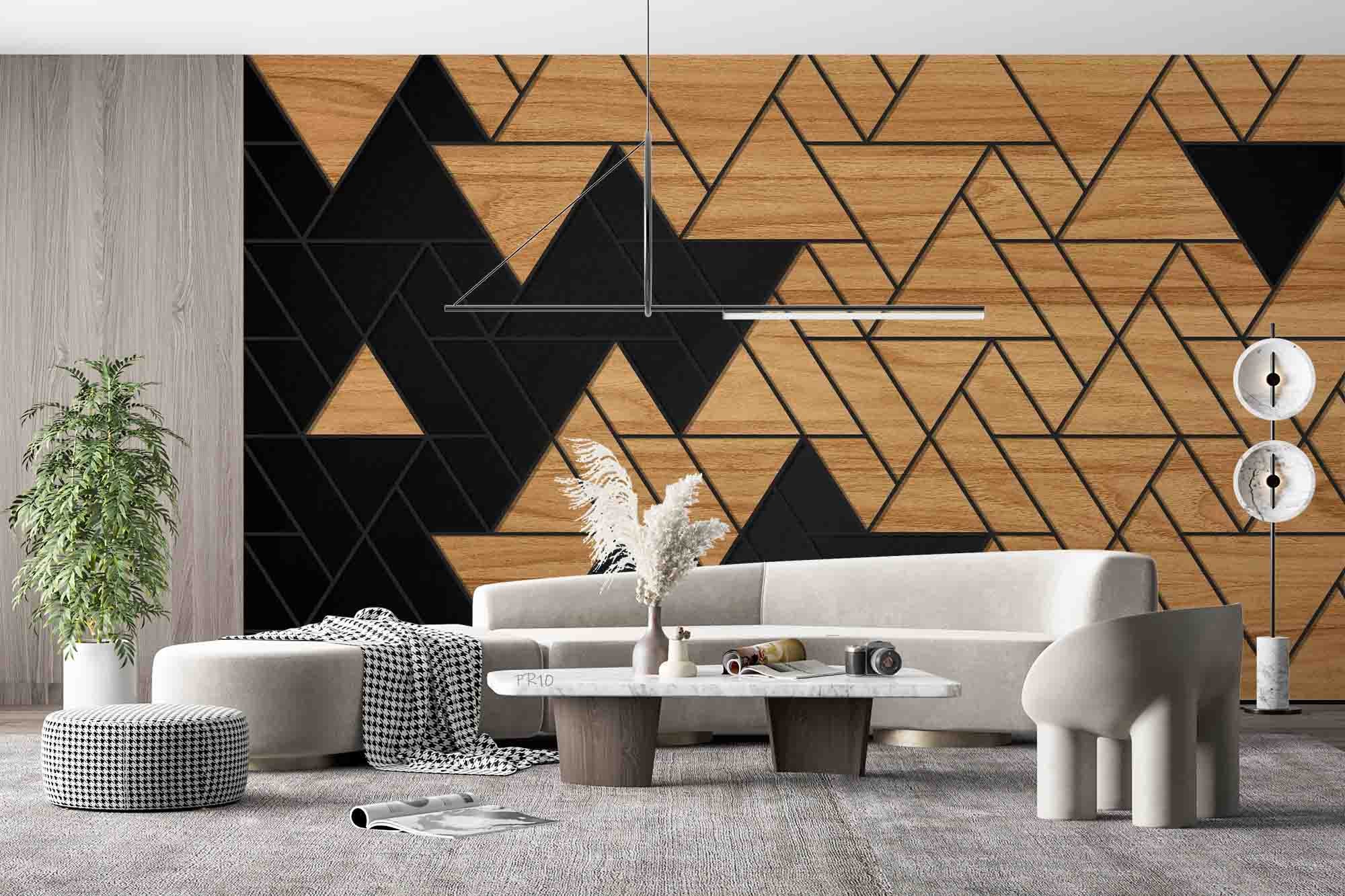 3D Abstract Geometry Triangle Wood Plank Texture Wall Mural Wallpaper GD 4785- Jess Art Decoration